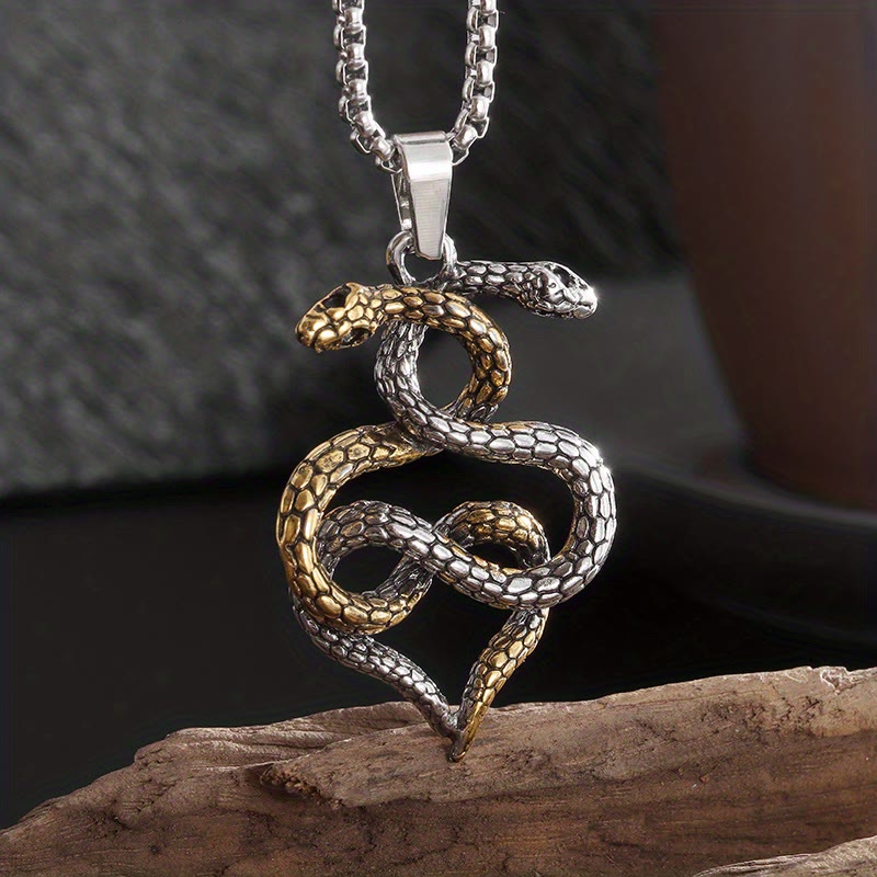 WorldNorse Dual Toned Intertwined Snake Amulet Necklace - image 5
