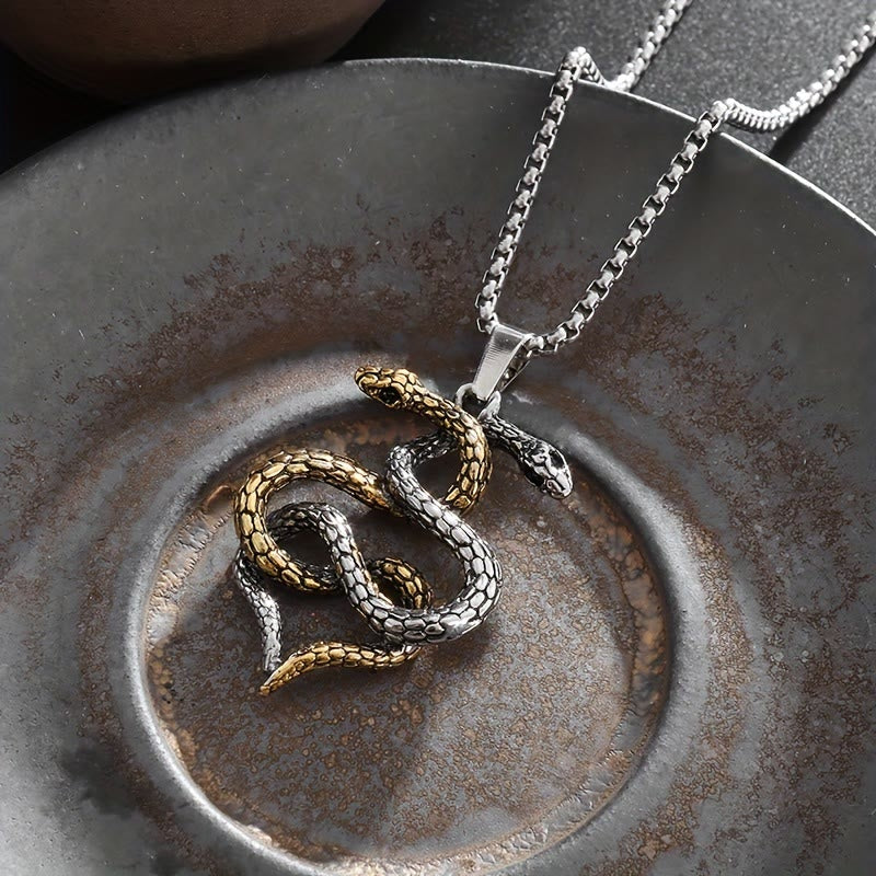 WorldNorse Dual Toned Intertwined Snake Amulet Necklace - image 2