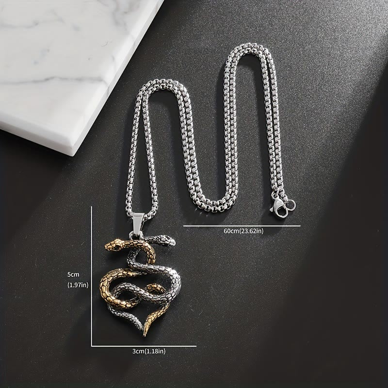 WorldNorse Dual Toned Intertwined Snake Amulet Necklace - image 6