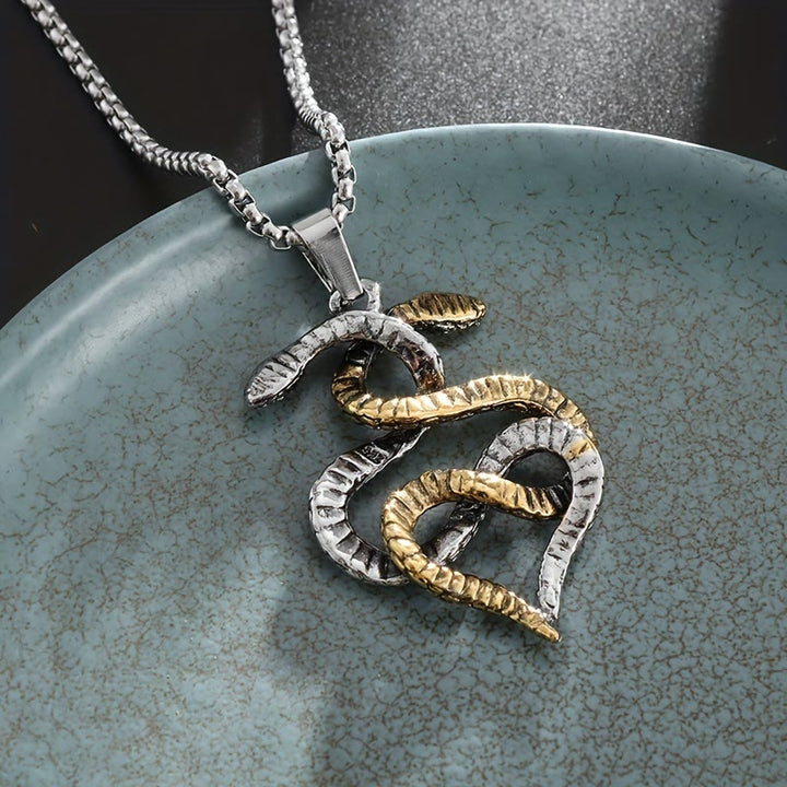 WorldNorse Dual Toned Intertwined Snake Amulet Necklace - image 4