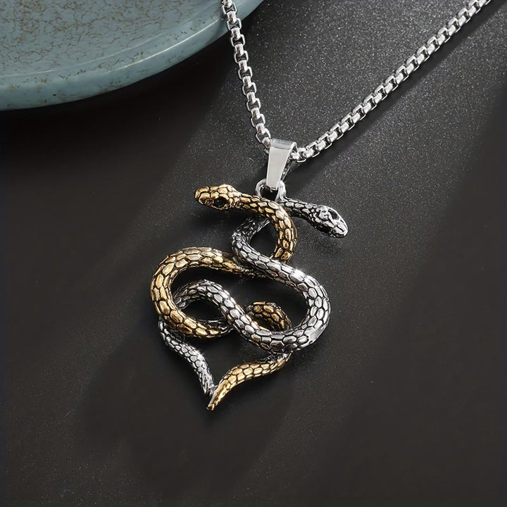 WorldNorse Dual Toned Intertwined Snake Amulet Necklace - image 3