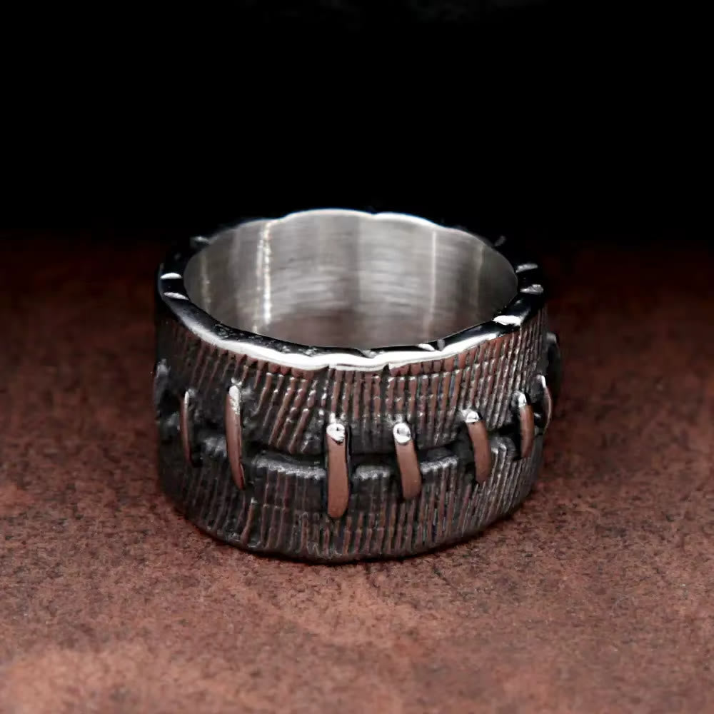 WorldNorse Minimalist Vintage Suture Punk Ring