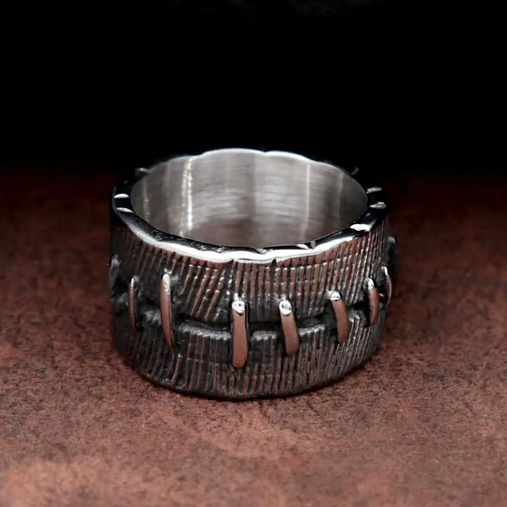WorldNorse Minimalist Vintage Suture Punk Ring