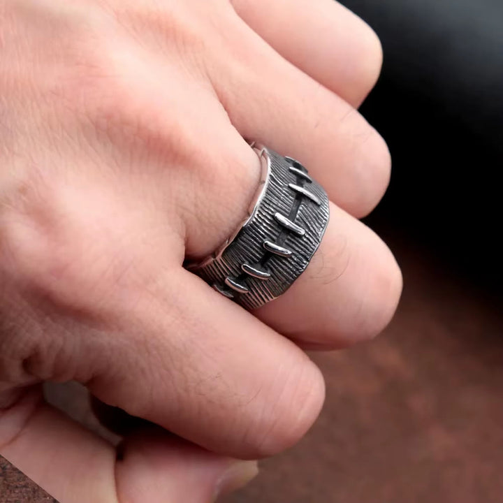 WorldNorse Minimalist Vintage Suture Punk Ring