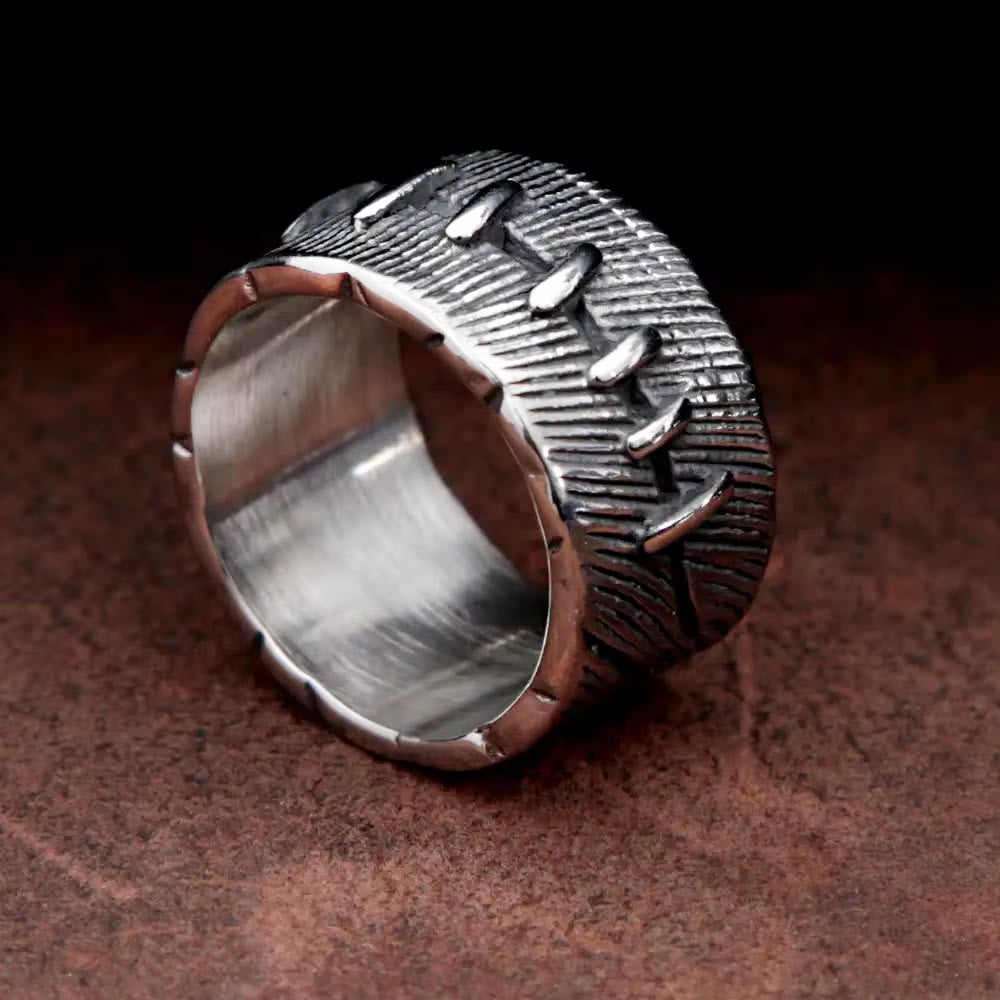 WorldNorse Minimalist Vintage Suture Punk Ring