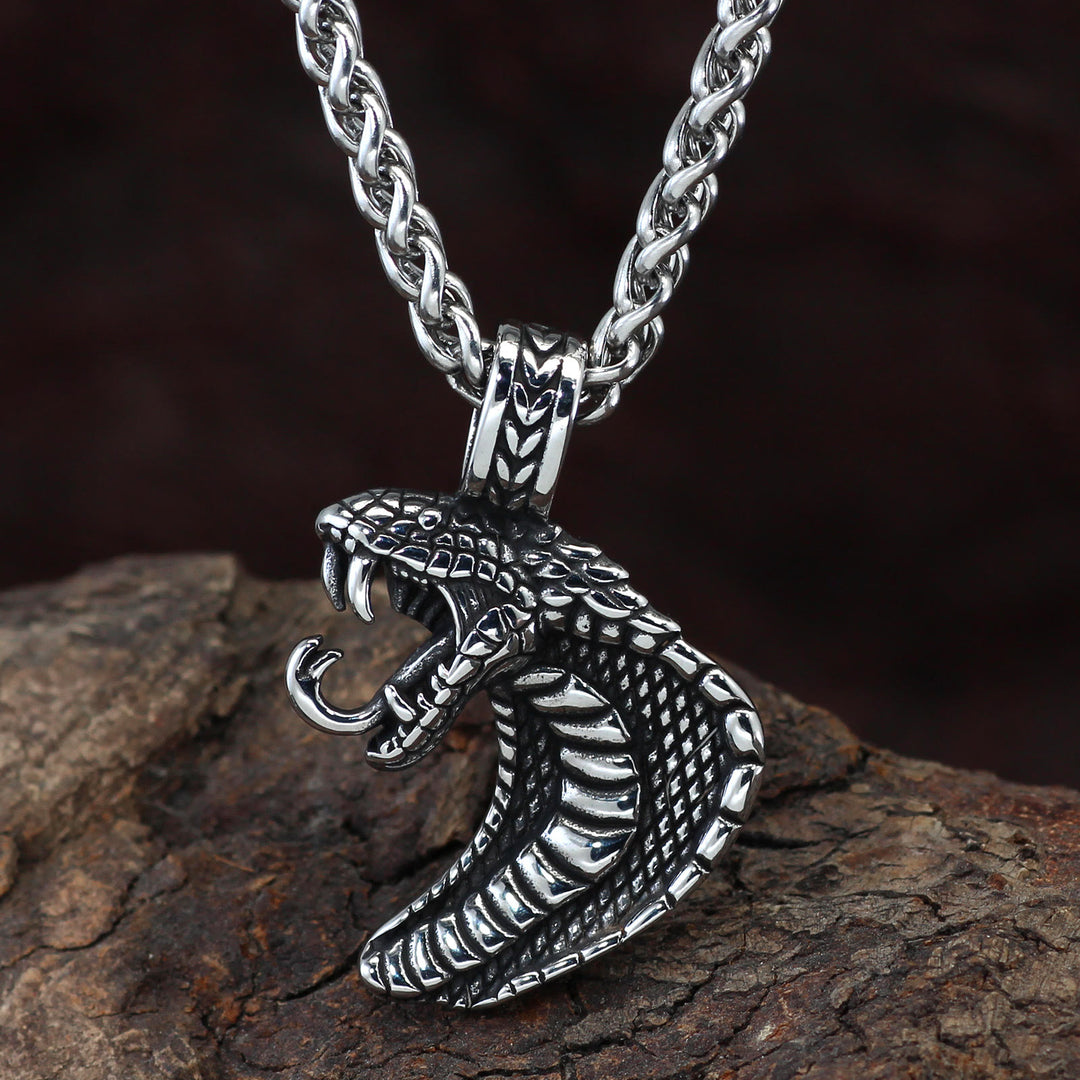 WorldNorse Gothic Snake Shape Necklace - Silver - image 0
