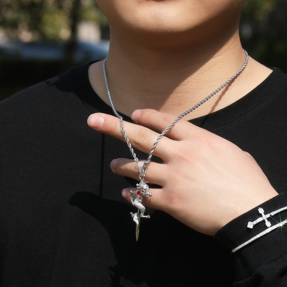 WorldNorse Odin's Sword Dragon Zircon Necklace - image 4