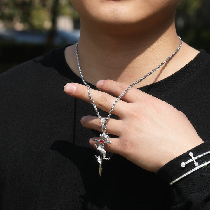 WorldNorse Odin's Sword Dragon Zircon Necklace - image 4