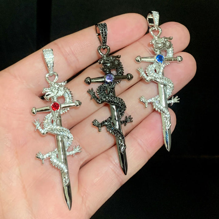 WorldNorse Odin's Sword Dragon Zircon Necklace - image 7