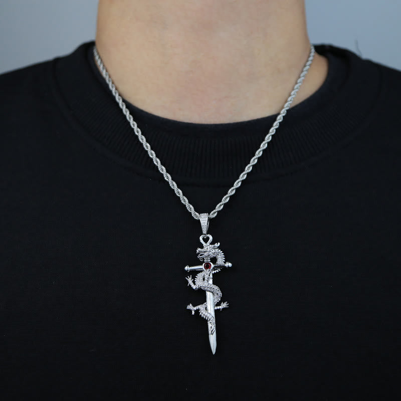 WorldNorse Odin's Sword Dragon Zircon Necklace - Red - image 3
