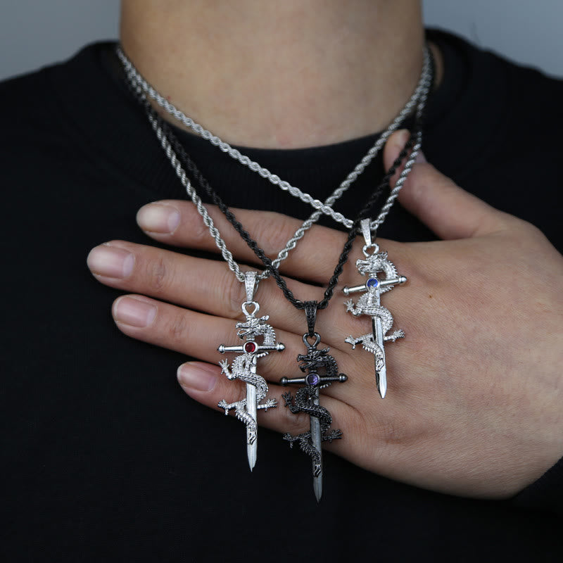 WorldNorse Odin's Sword Dragon Zircon Necklace - image 6