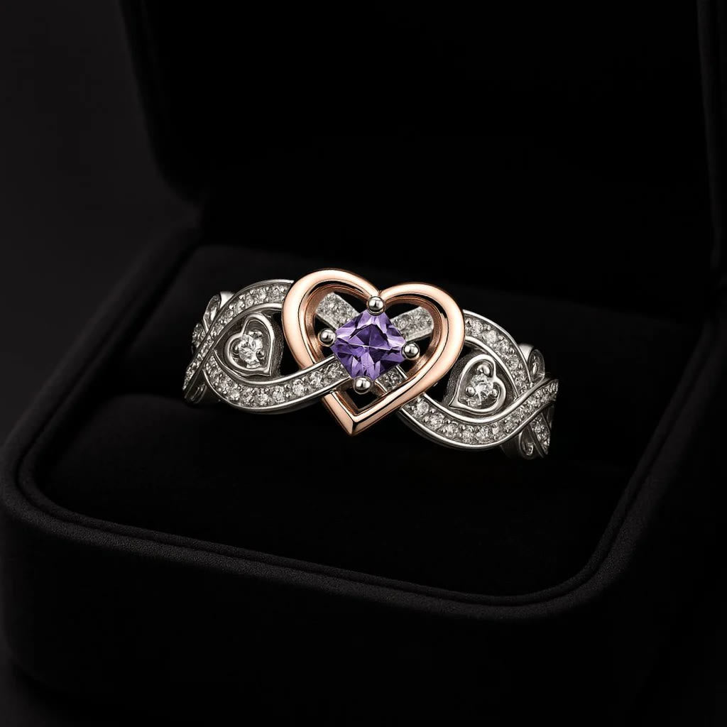 WorldNorse Freyja’s Heart Amethyst Love Knot Ring - image 1