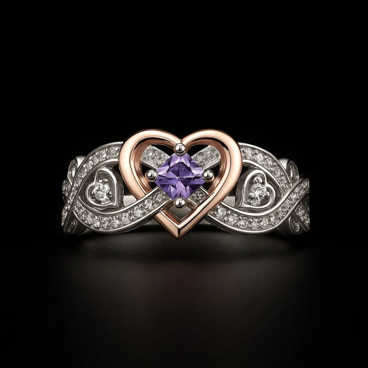 WorldNorse Freyja’s Heart Amethyst Love Knot Ring