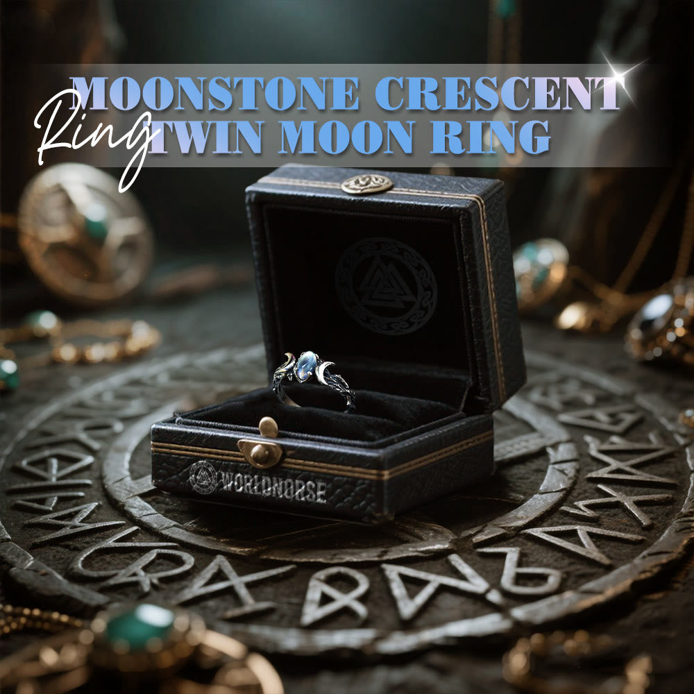 FREE Today: Moonstone Crescent Twin Moon Ring