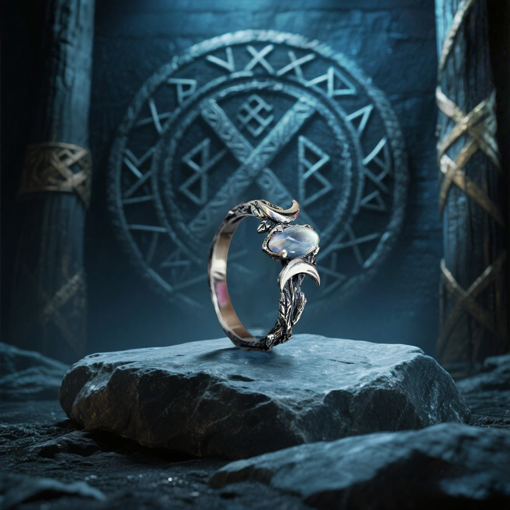 WorldNorse Moonstone Crescent Twin Moon Ring - image 5