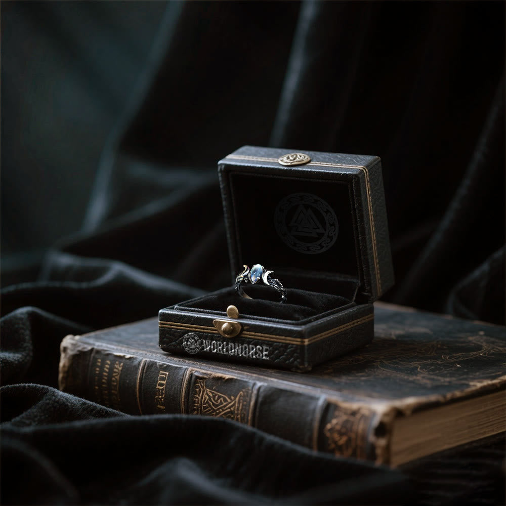 WorldNorse Moonstone Crescent Twin Moon Ring - image 6