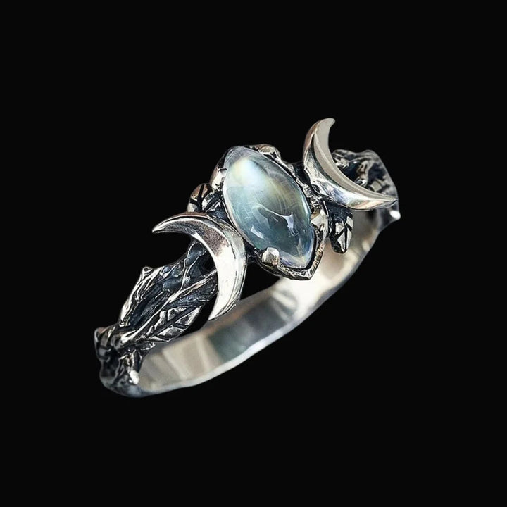 WorldNorse Moonstone Crescent Twin Moon Ring - image 1
