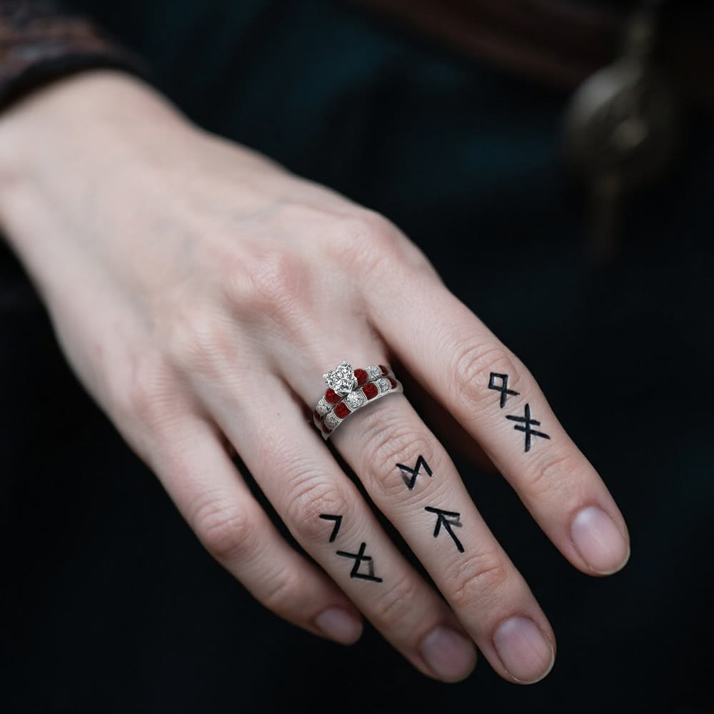 WorldNorse Freyja's Heart Garnet Ring - image 2