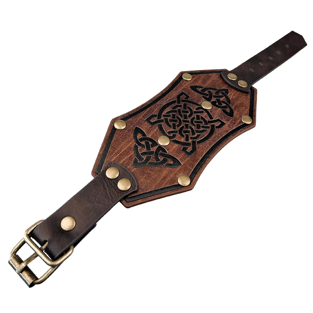 WorldNorse Retro Viking Runes Leather Cuff Bracelet - Brown#B - image 10