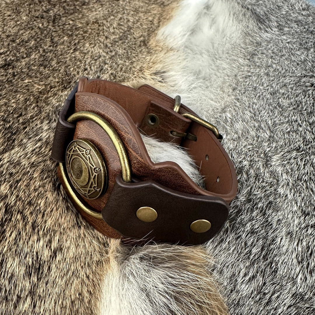 WorldNorse Retro Viking Runes Leather Cuff Bracelet - image 3