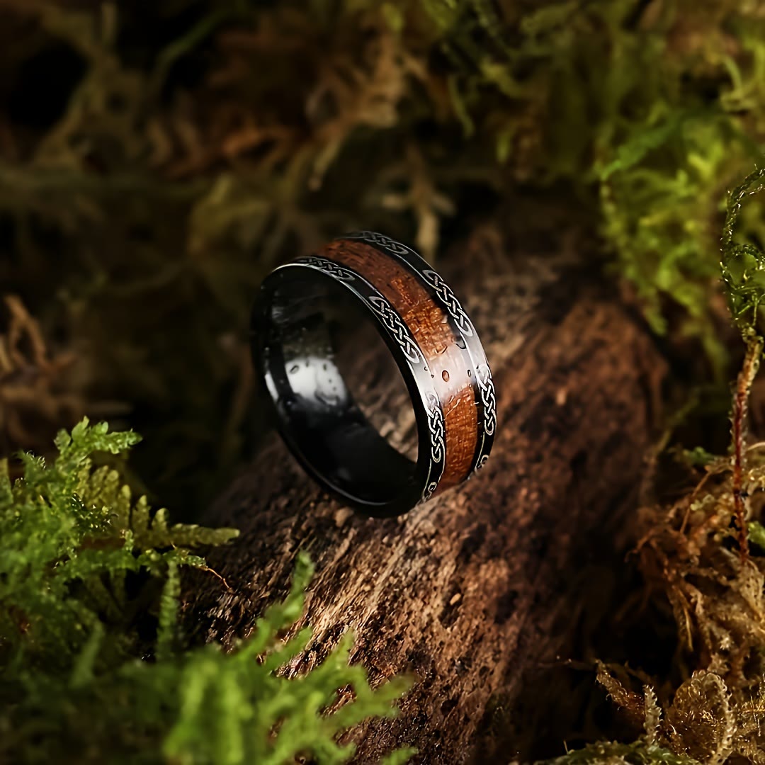WorldNorse Celtic Knot Intertwined Wood Inlay Ring - image 3