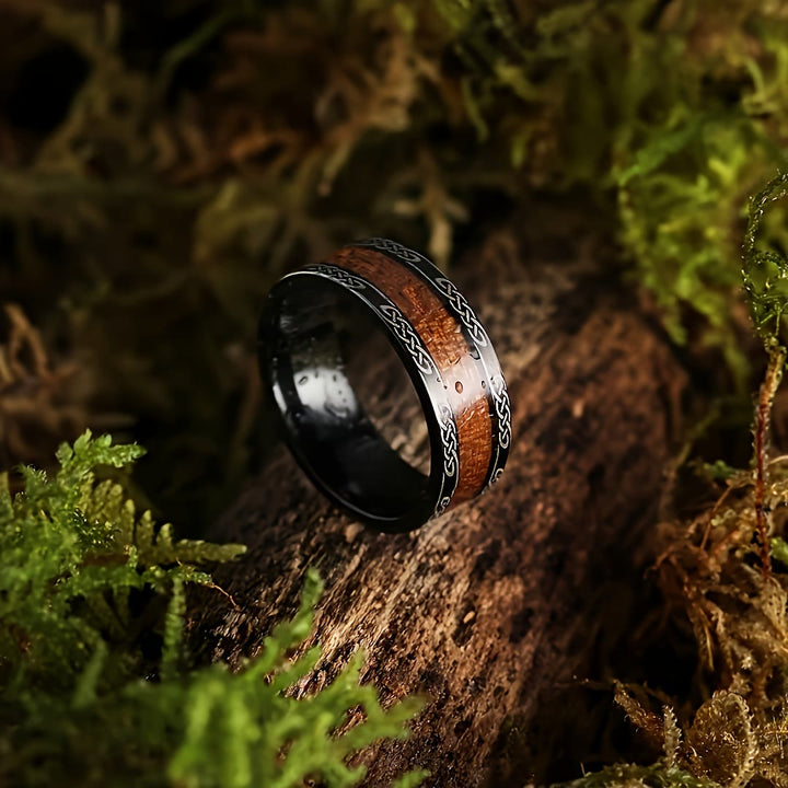 WorldNorse Celtic Knot Intertwined Wood Inlay Ring - image 3