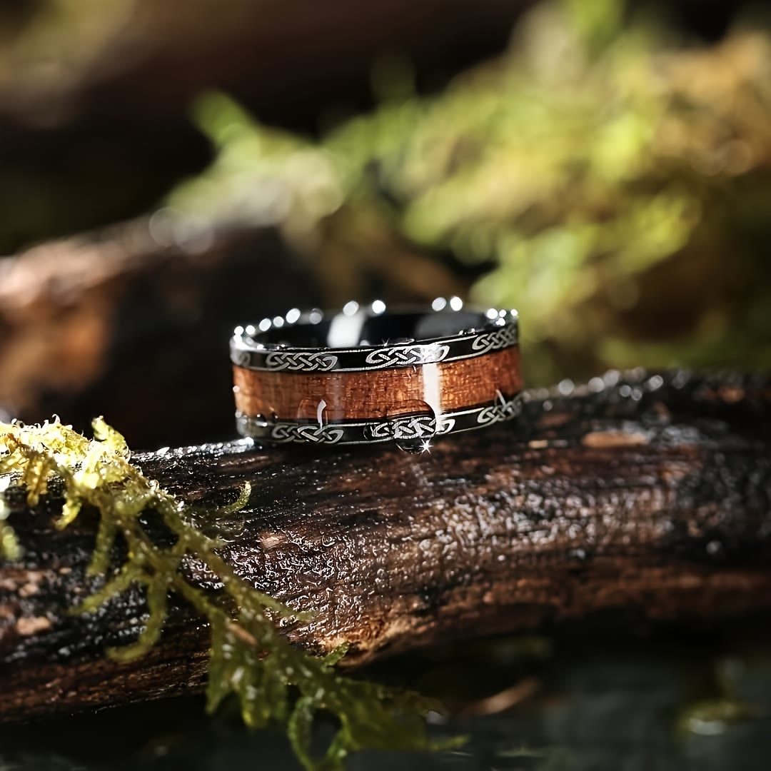 WorldNorse Celtic Knot Intertwined Wood Inlay Ring - Celtic Knot - US 13 - image 0
