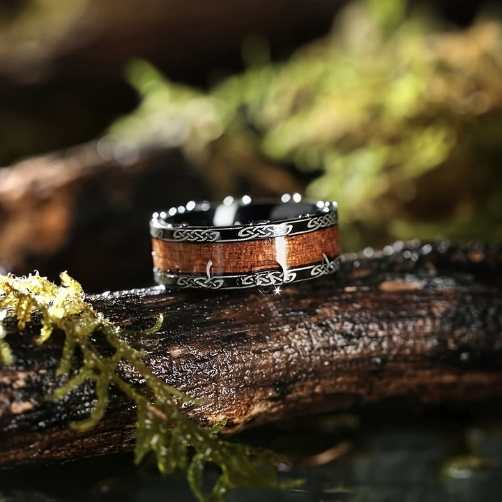 WorldNorse Celtic Knot Intertwined Wood Inlay Ring - Celtic Knot - US 13 - image 0