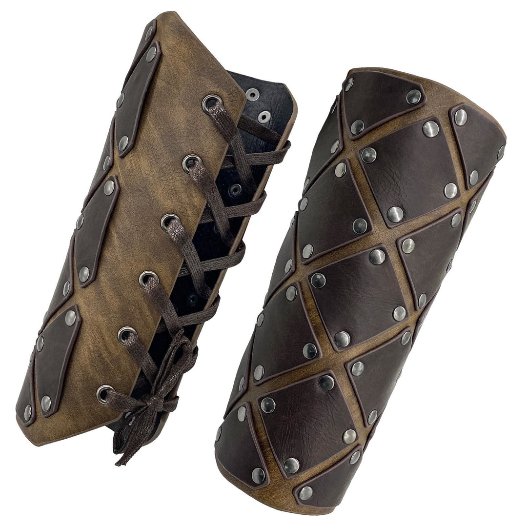 WorldNorse Medieval Punk Rivet Wrist Guard Lace Up Arm Bracers