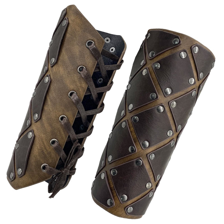 WorldNorse Medieval Punk Rivet Wrist Guard Lace Up Arm Bracers