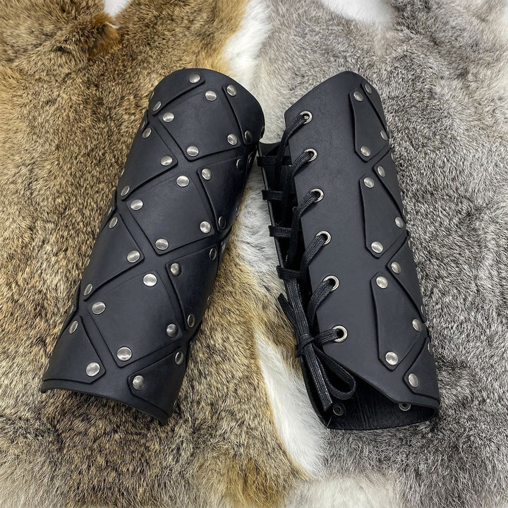 WorldNorse Medieval Punk Rivet Wrist Guard Lace Up Arm Bracers