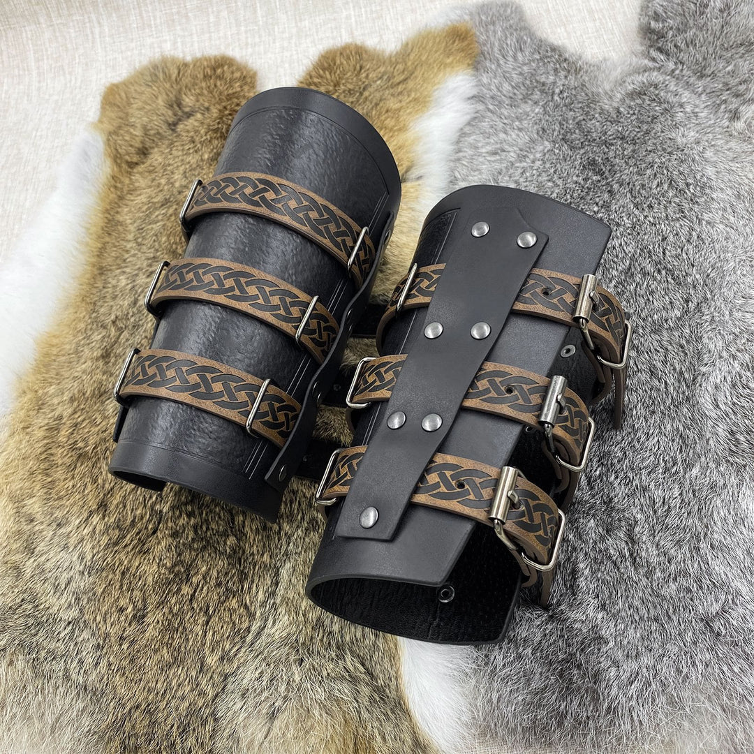 WorldNorse Celtic Knot Knight Three-Strap Wristband Arm Bracers