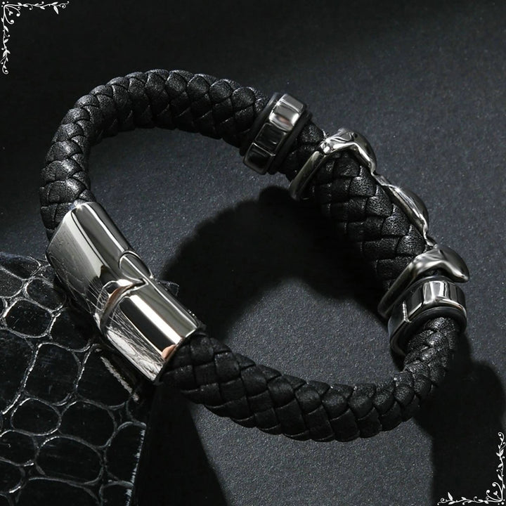 WorldNorse Men's Stainless Steel Clasp Twisted Leather Bracelet - image 3