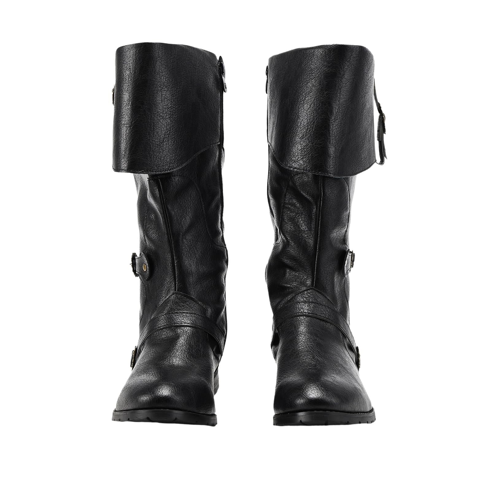 WorldNorse Viking Pirate Warrior Boots - Men's PU Leather Zipper Boots