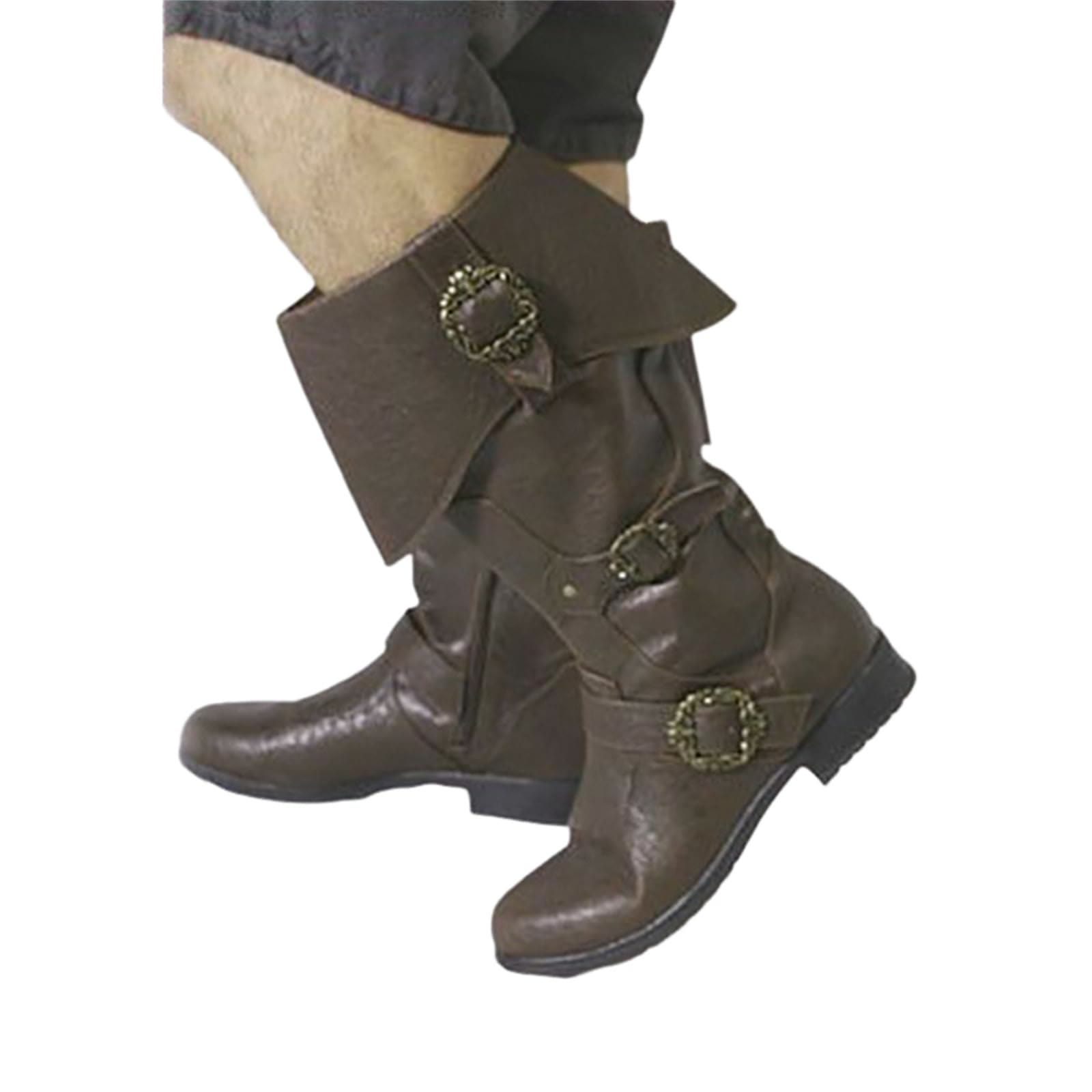 WorldNorse Viking Pirate Warrior Boots - Men's PU Leather Zipper Boots