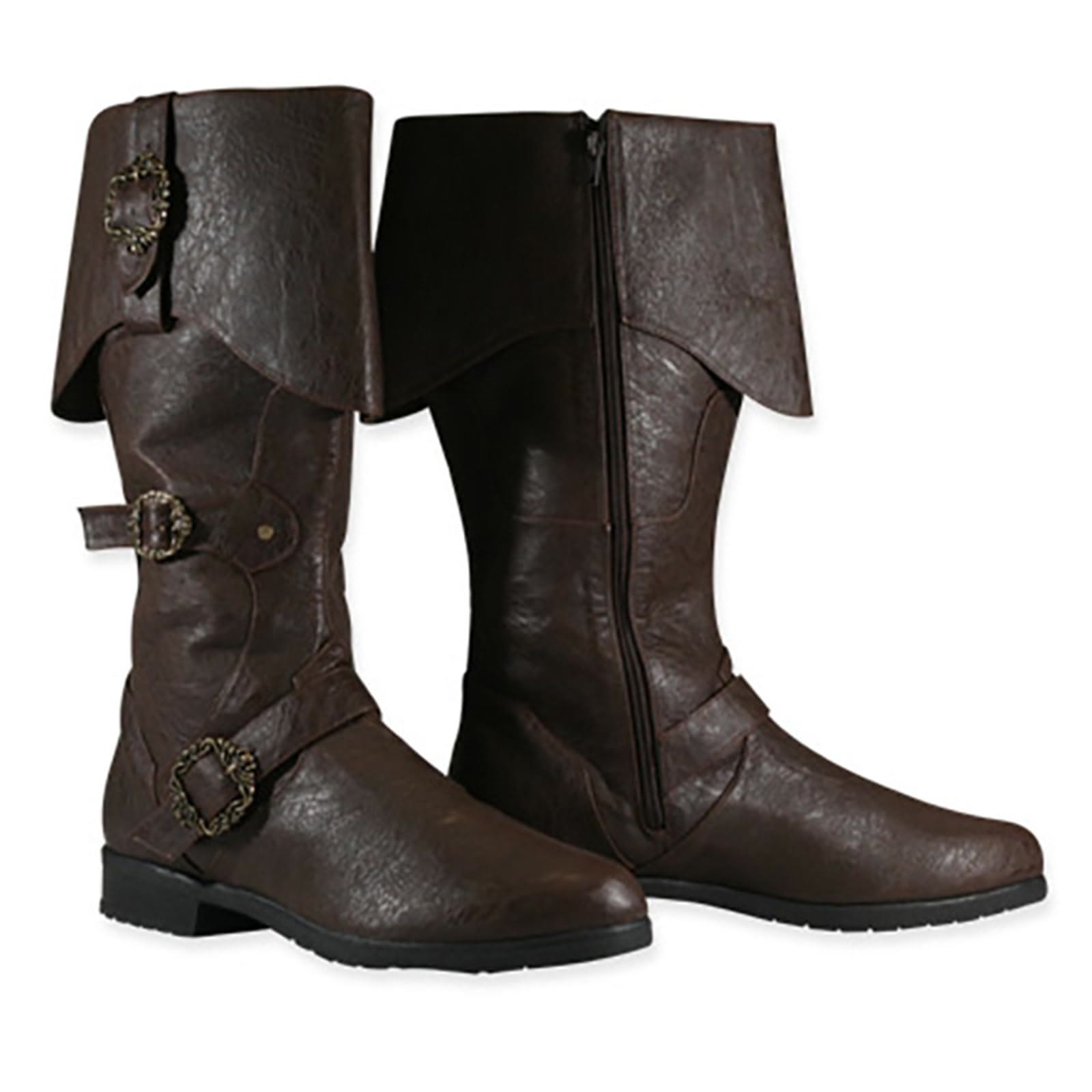 WorldNorse Viking Pirate Warrior Boots - Men's PU Leather Zipper Boots
