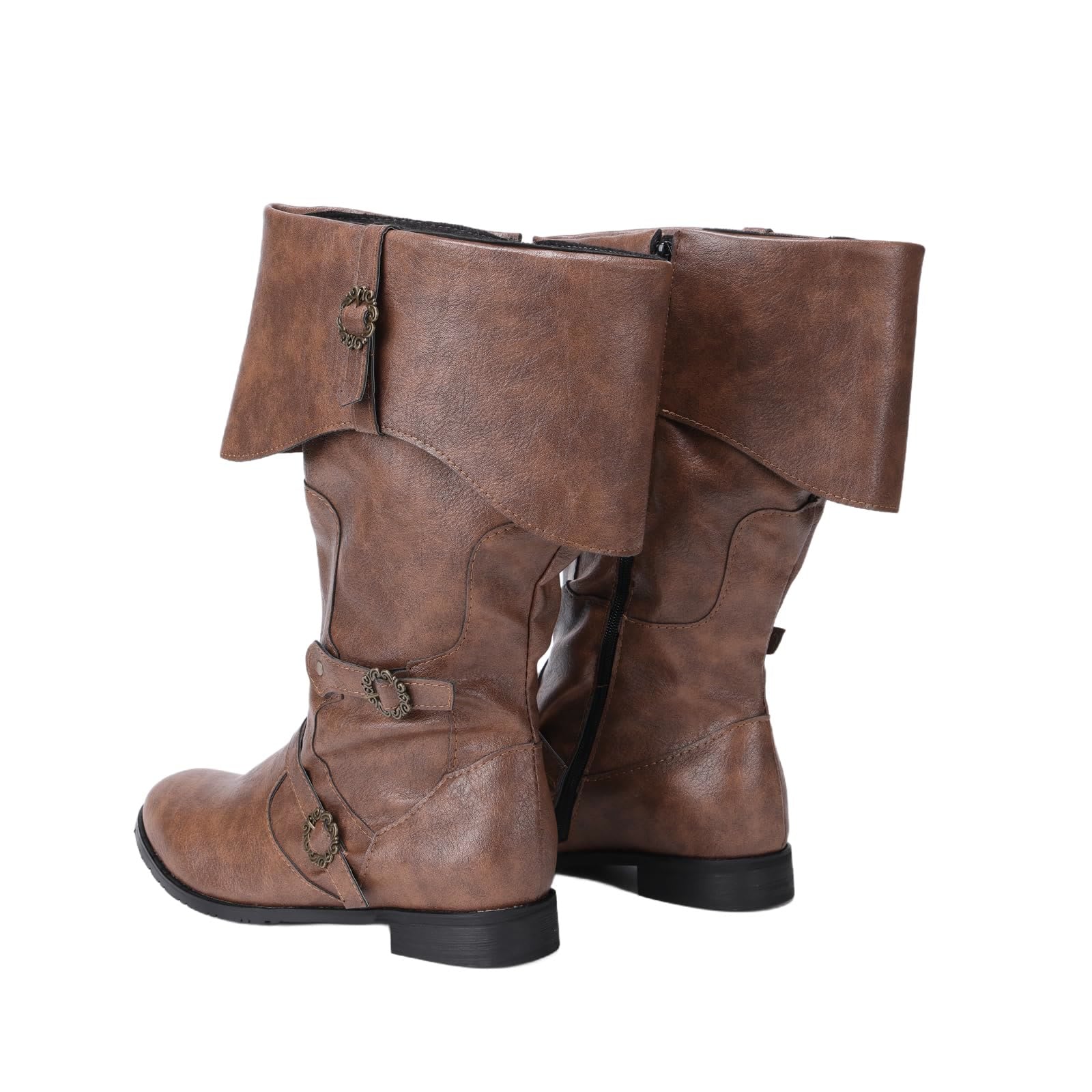 WorldNorse Viking Pirate Warrior Boots - Men's PU Leather Zipper Boots