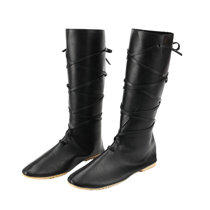 WorldNorse Women Leather Lace-up Pointed Toe Boots - Black - 43 - image 6