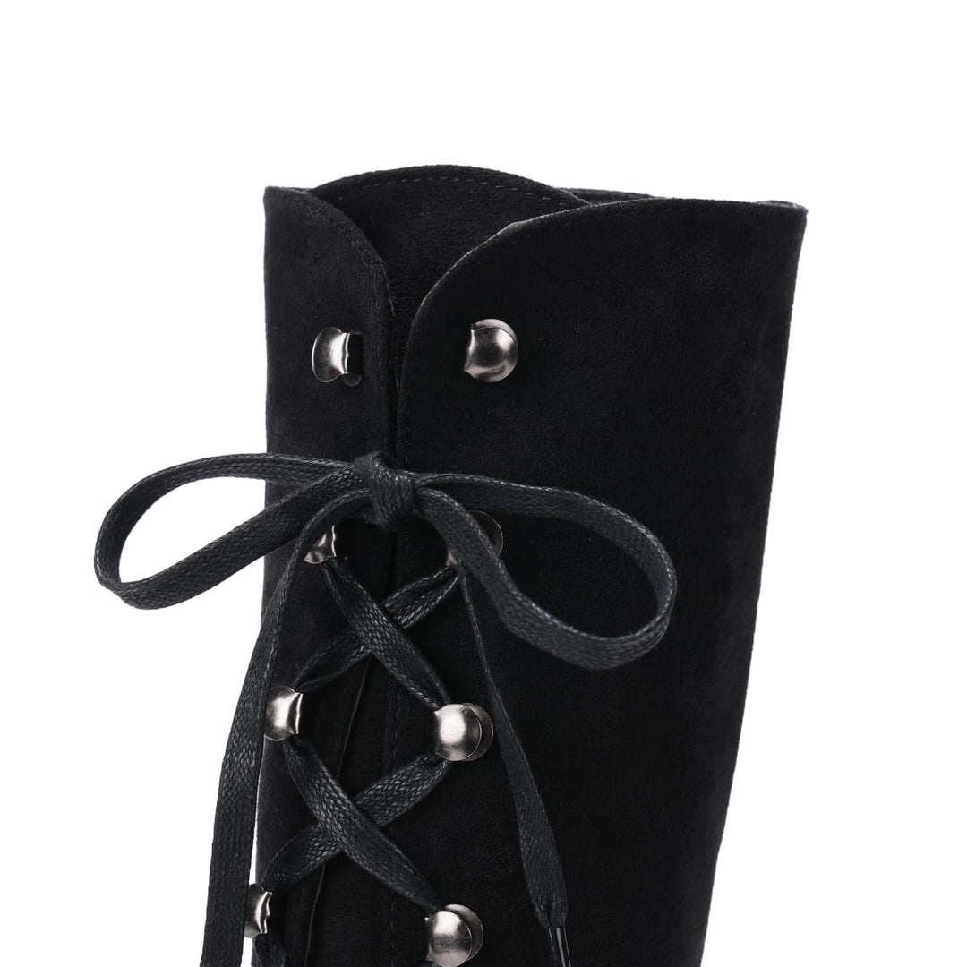 WorldNorse Women Chunky Heel Lace Up Mid Calf Boots - image 3