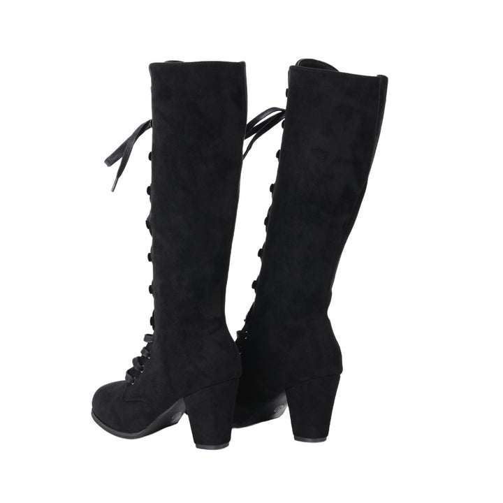 WorldNorse Women Chunky Heel Lace Up Mid Calf Boots - image 2
