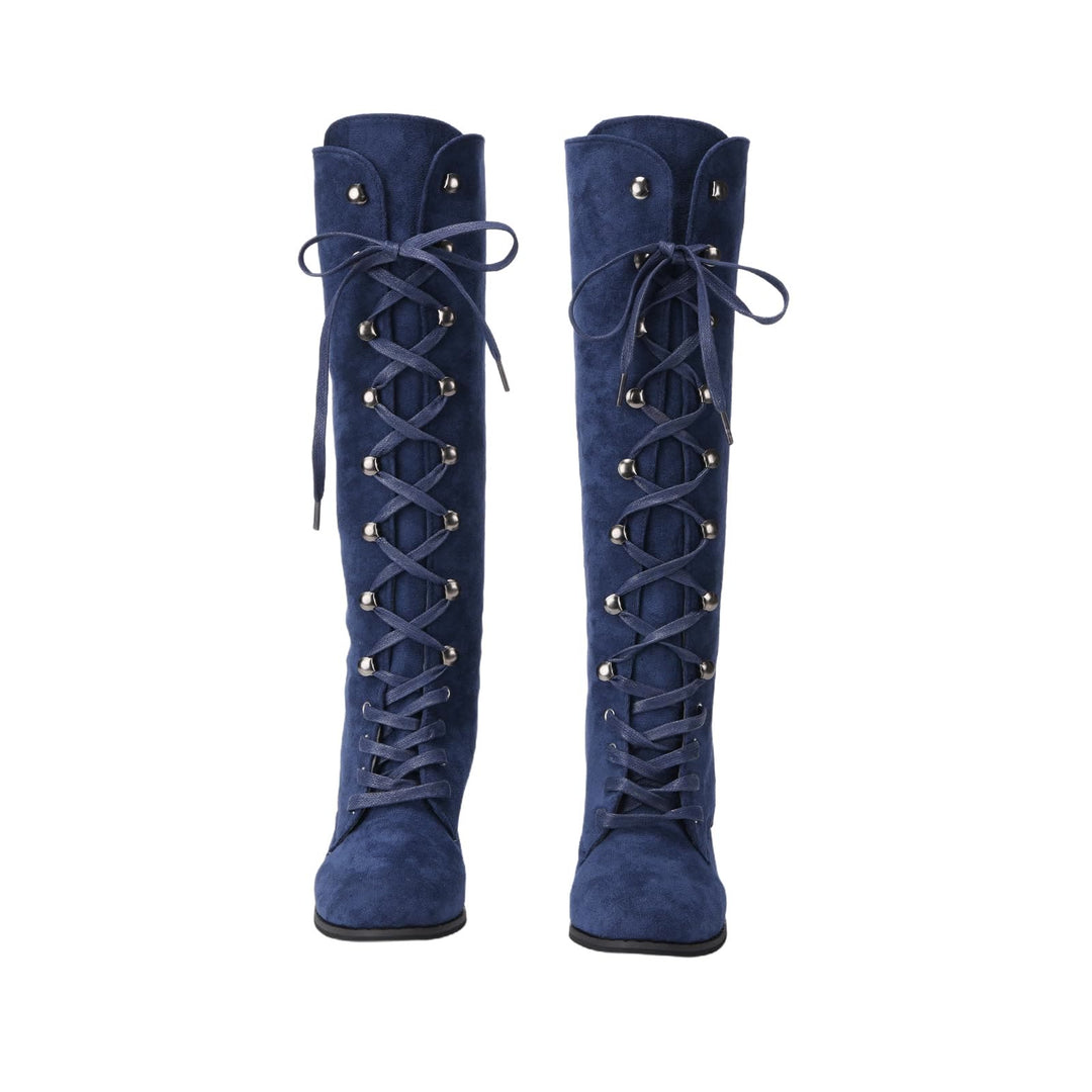 WorldNorse Women Chunky Heel Lace Up Mid Calf Boots - image 6