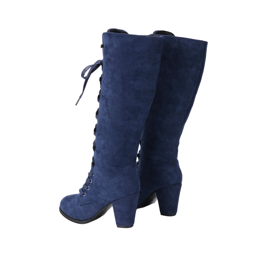 WorldNorse Women Chunky Heel Lace Up Mid Calf Boots - image 8