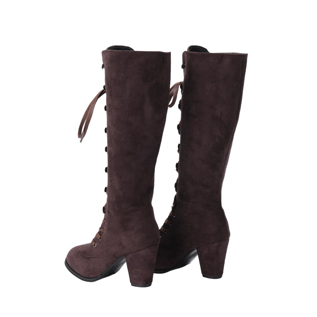 WorldNorse Women Chunky Heel Lace Up Mid Calf Boots - image 12