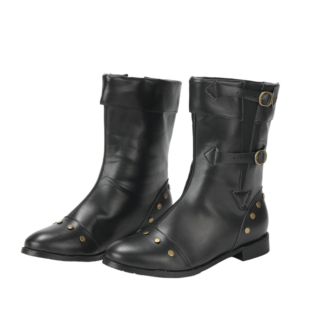 WorldNorse Men's Vintage Studded Pu Leather Boots - Black - US 13 - image 1