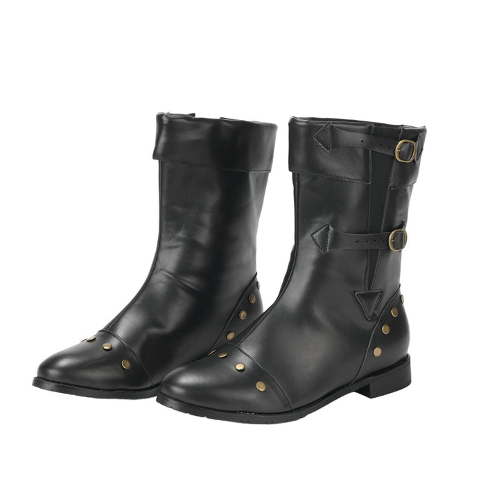 WorldNorse Men's Vintage Studded Pu Leather Boots - Black - US 13 - image 0