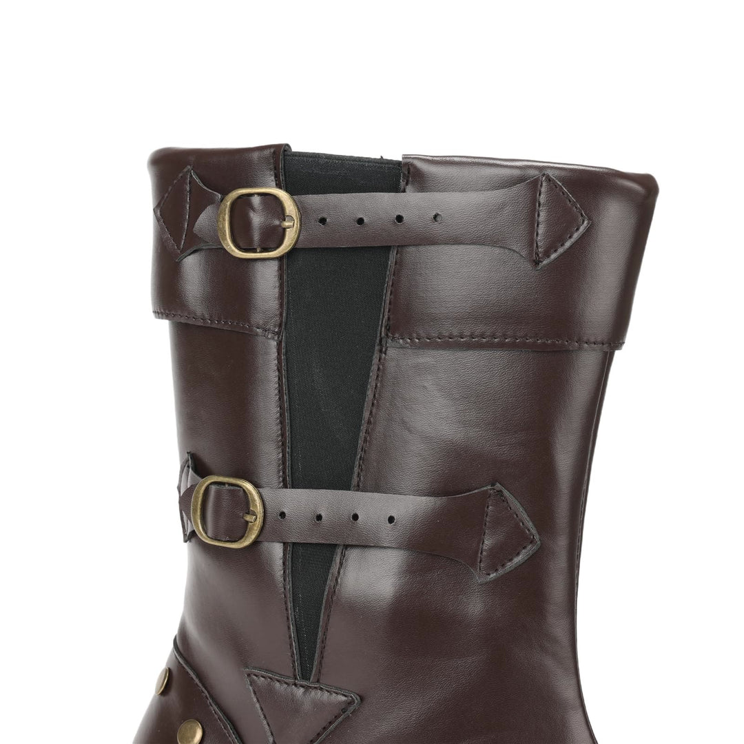WorldNorse Men's Vintage Studded Pu Leather Boots - image 9