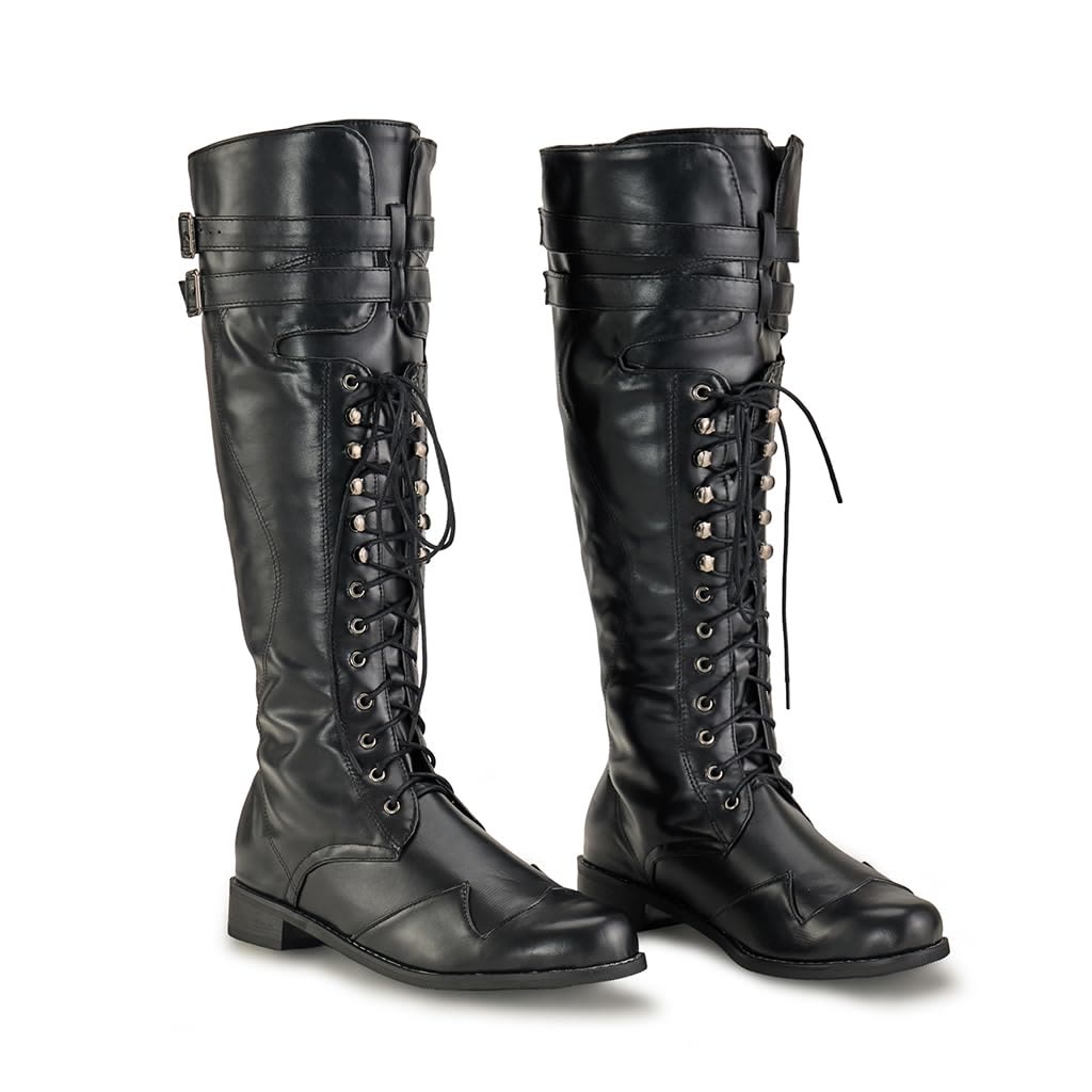 WorldNorse Men's Mid Calf Gothic Flat Jazz Boots - Black - 48 - image 1