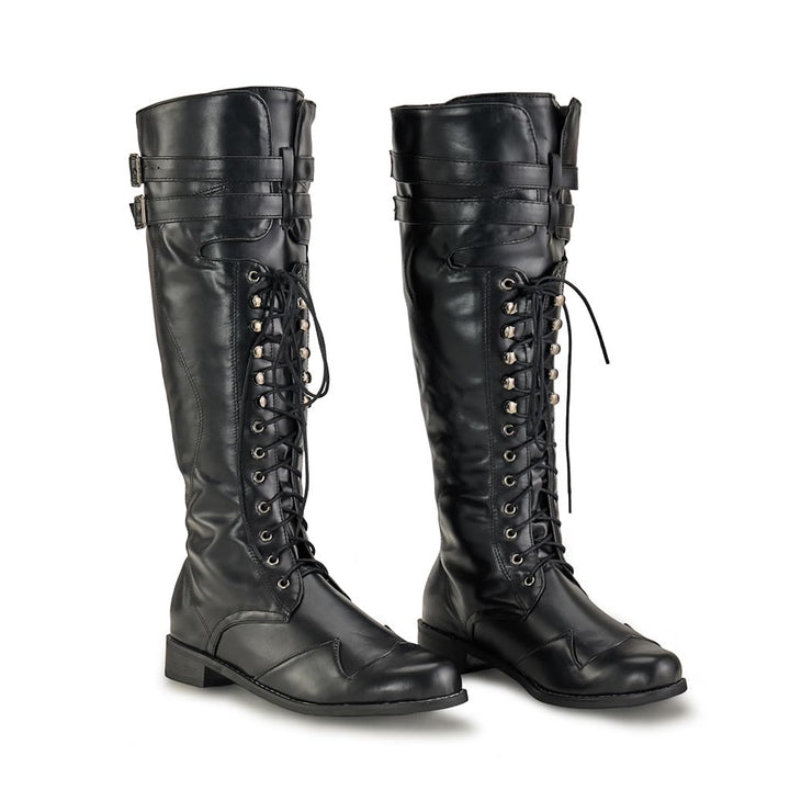WorldNorse Men's Mid Calf Gothic Flat Jazz Boots - Black - 48 - image 1