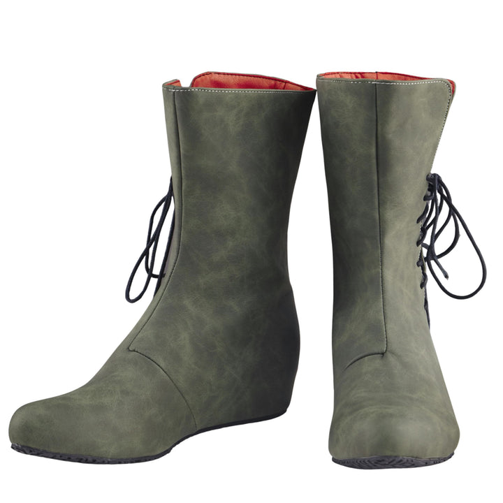 WorldNorse Men's Pointed Toe Lace Up Leather Boots - Green - US 13 - image 9