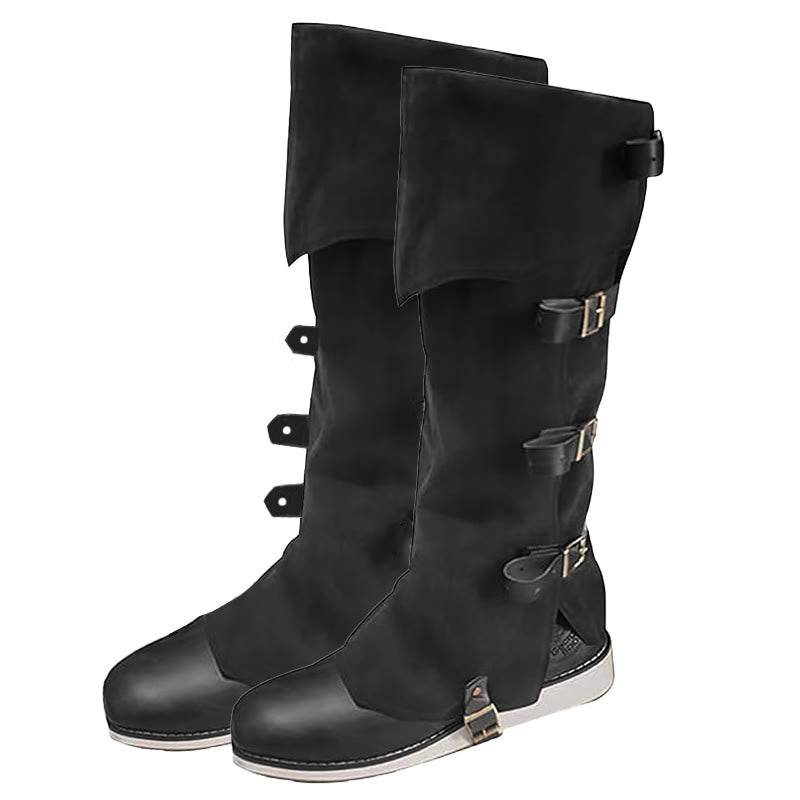 WorldNorse Viking Armor Leg Gaiters Boots Cover - Black - XL（50cm） - image 0